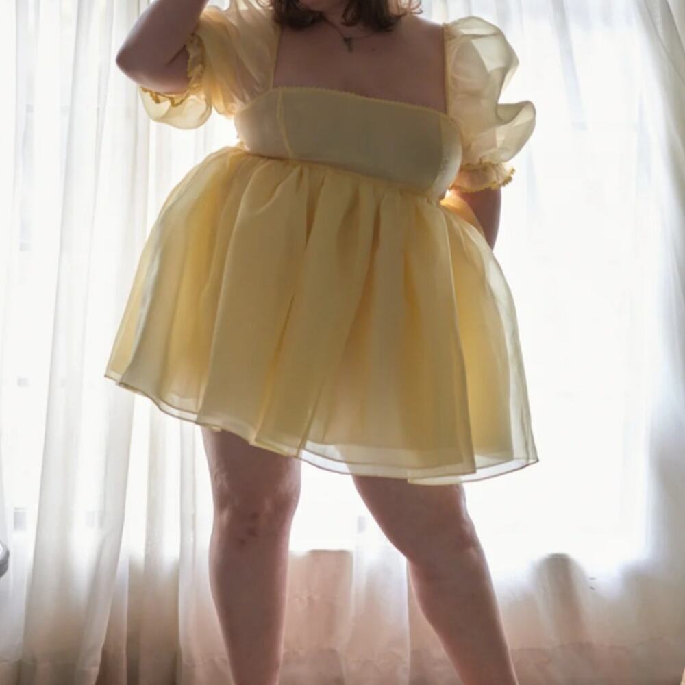 Selkie The Baby Banana Puff Pastel Pale Yellow Mini Dress NWT Size 1X